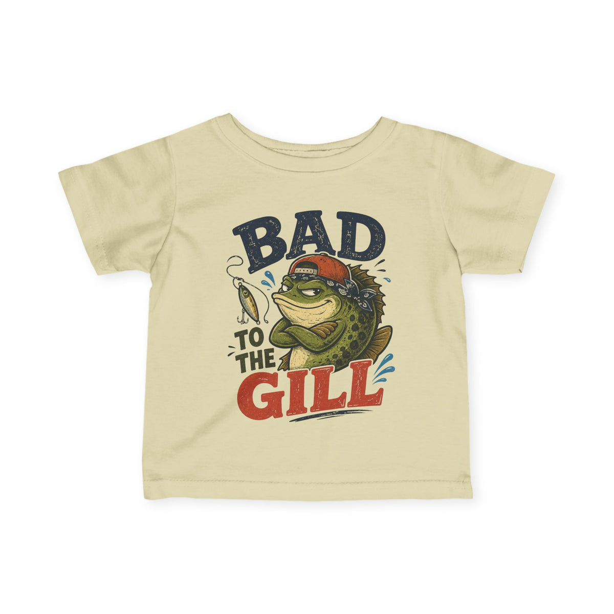 Bad To The Gill Infant fishing T-shirt in Natural