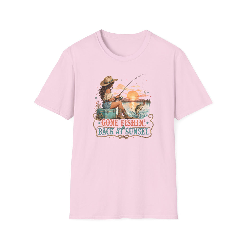 Gone Fishing Back at Sunset T-Shirt