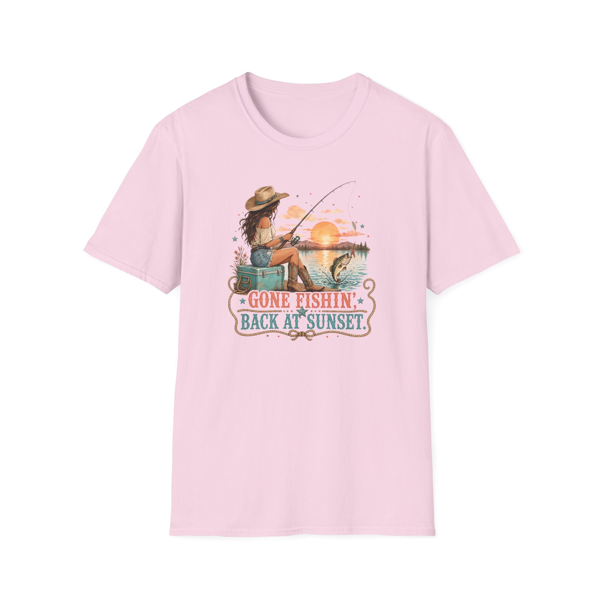 Gone Fishing Back at Sunset T-Shirt