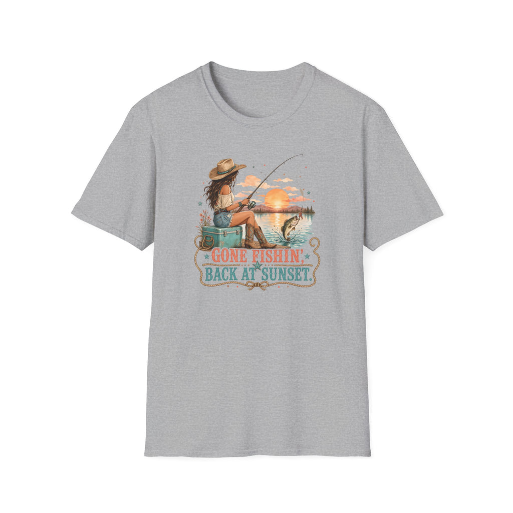Gone Fishing Back at Sunset T-Shirt