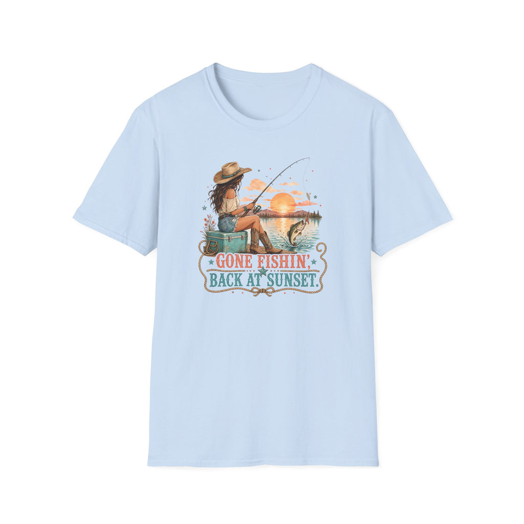 Gone Fishing Back at Sunset T-Shirt