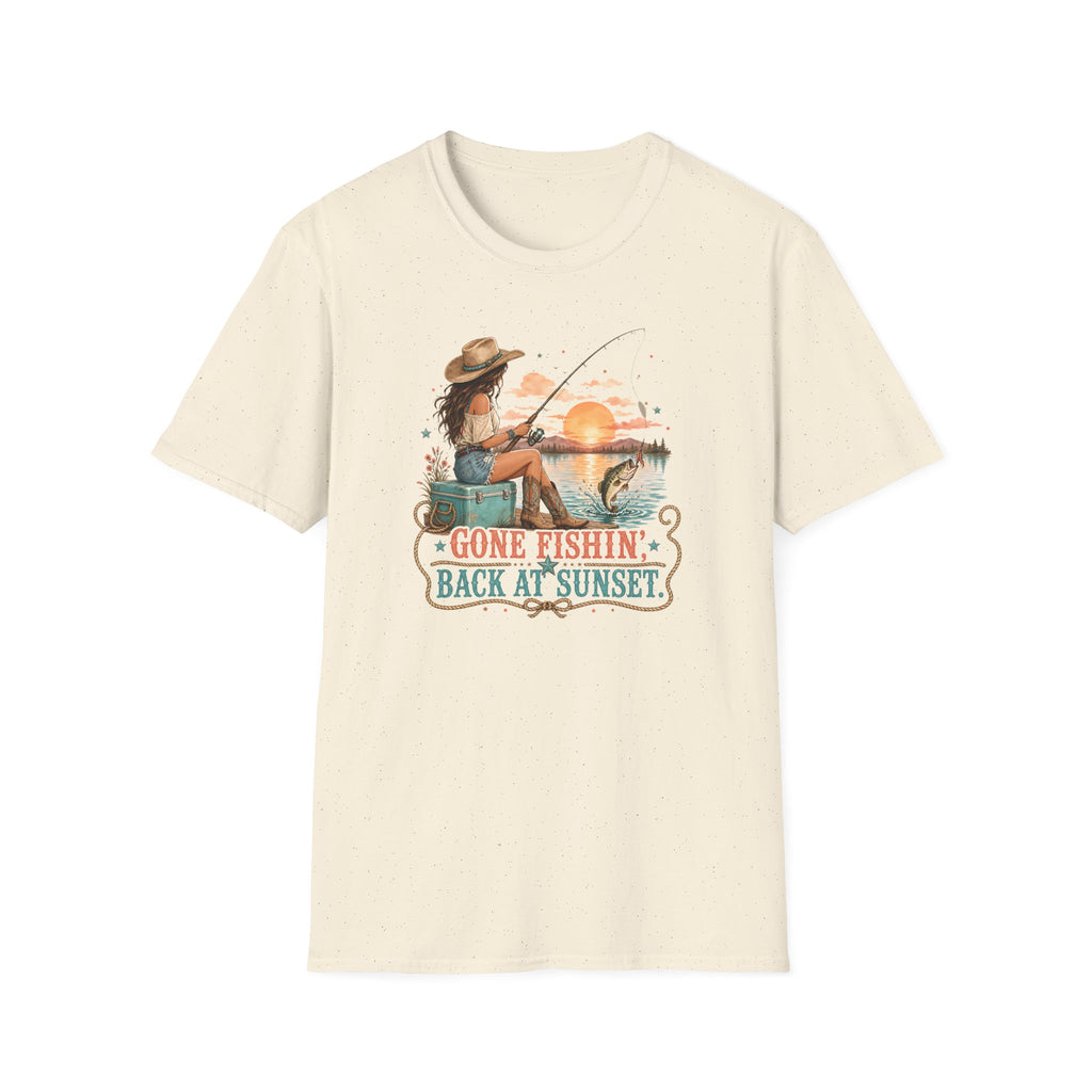 Gone Fishing Back at Sunset T-Shirt
