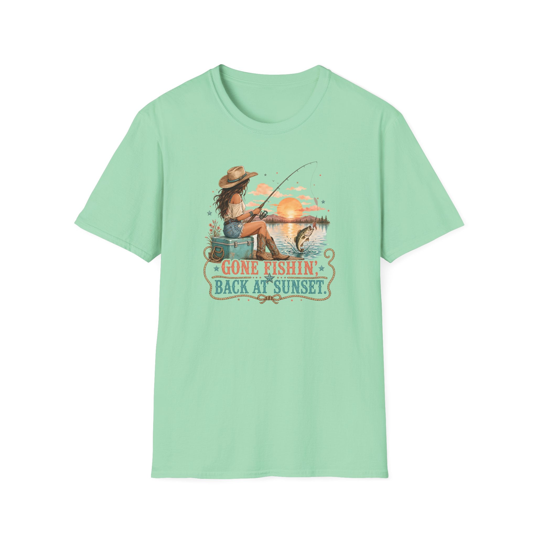 Gone Fishing Back at Sunset T-Shirt