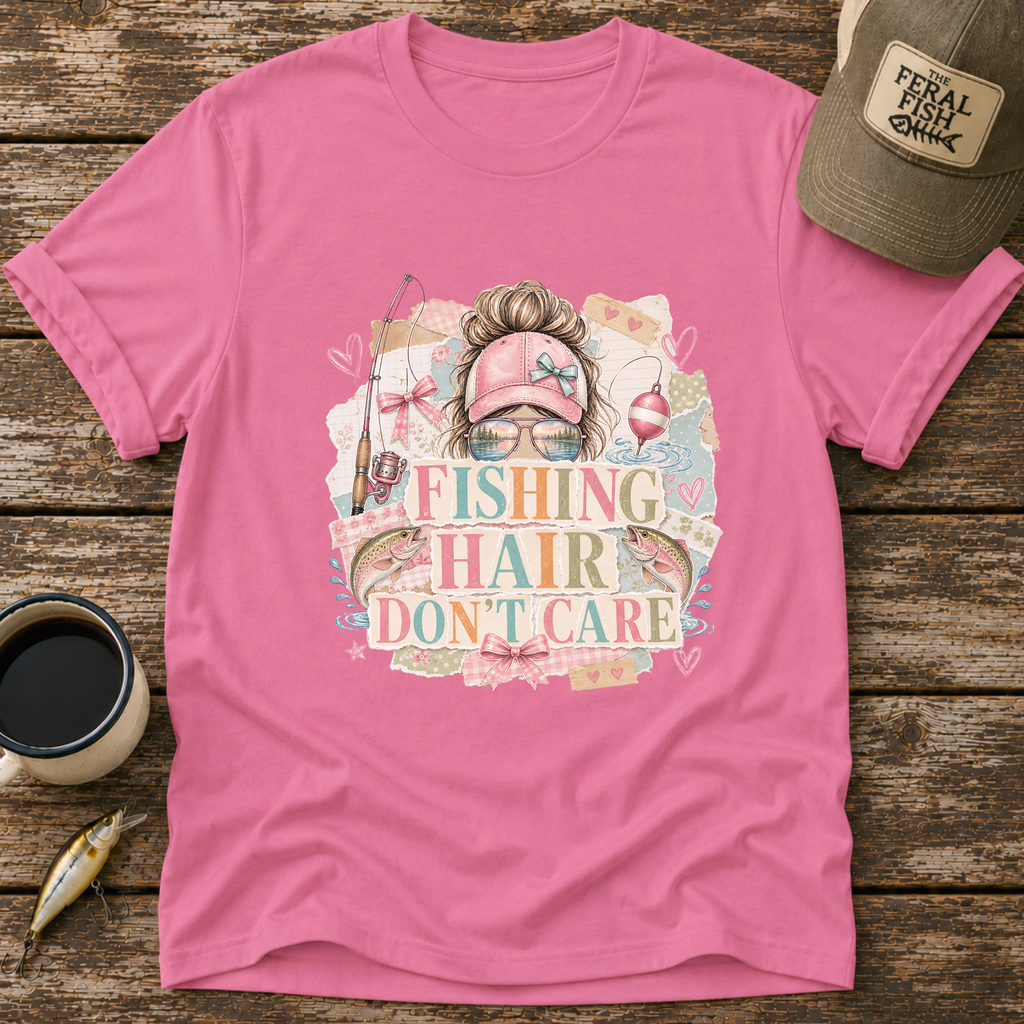 Fishing Hair Don't Care Scrapbook T-Shirt