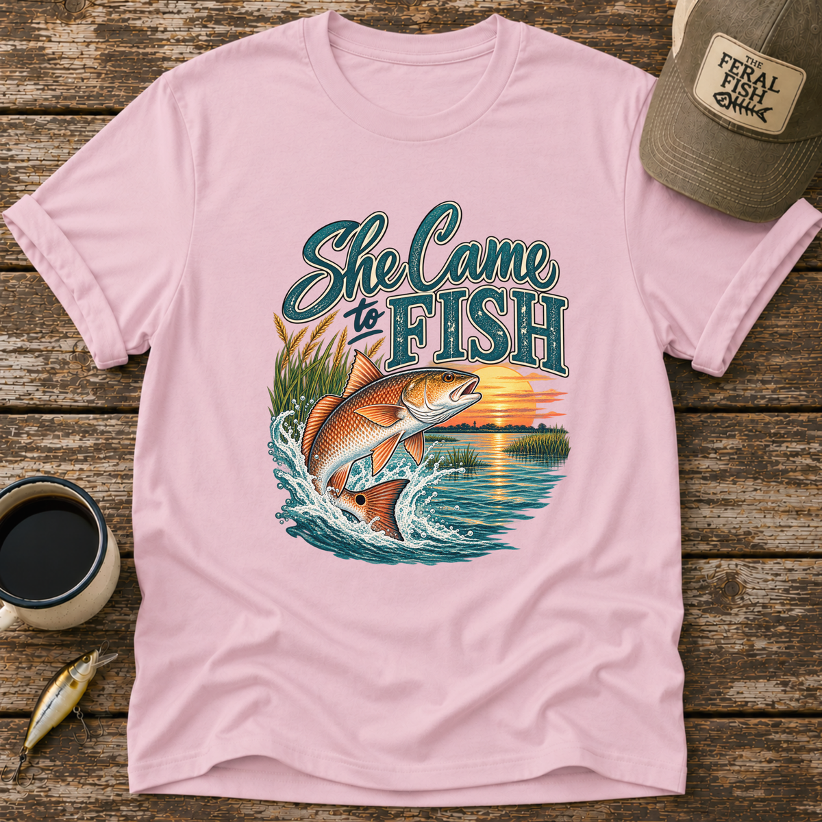 She Came To Fish Redfish T-Shirt