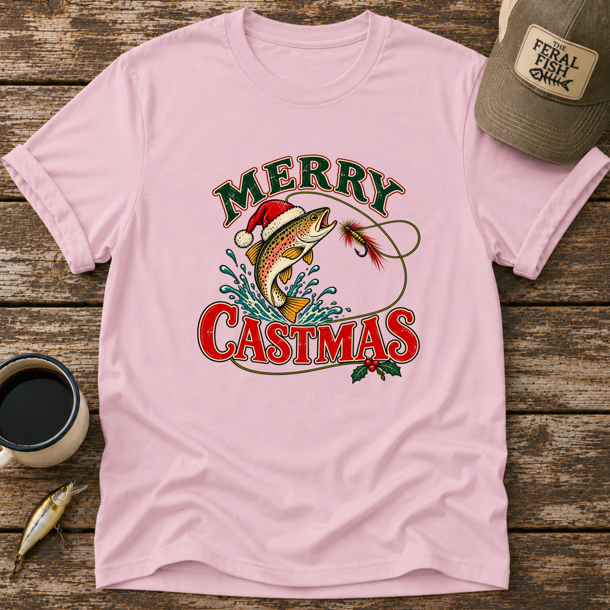Merry Castmas Fly Fishing T-Shirt