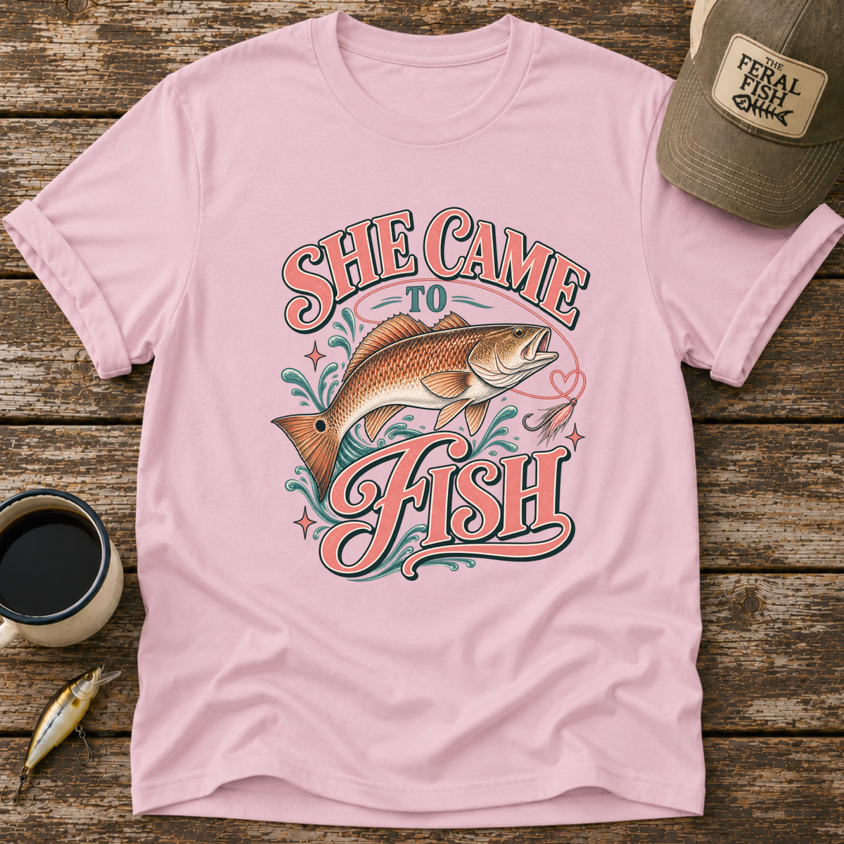 She Came To Fish Redfish T-Shirt
