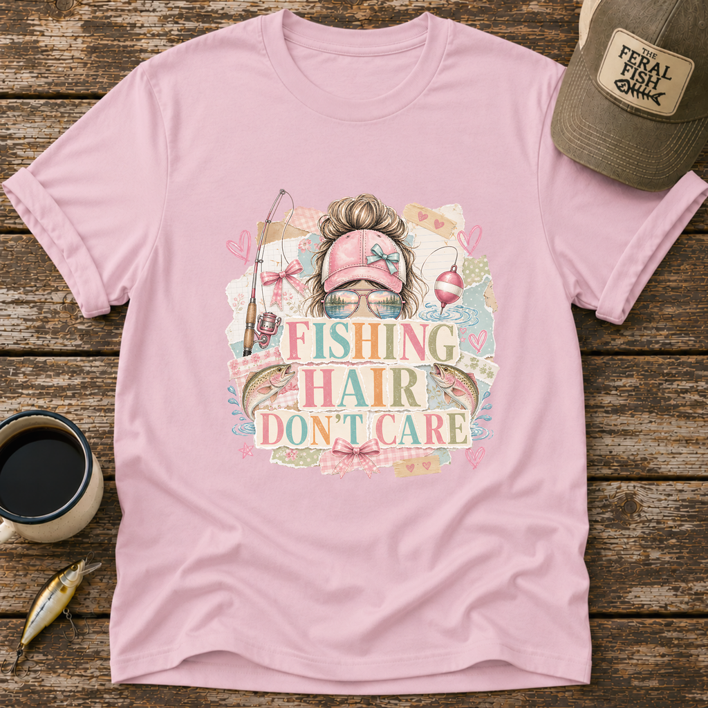 Fishing Hair Don't Care Scrapbook T-Shirt