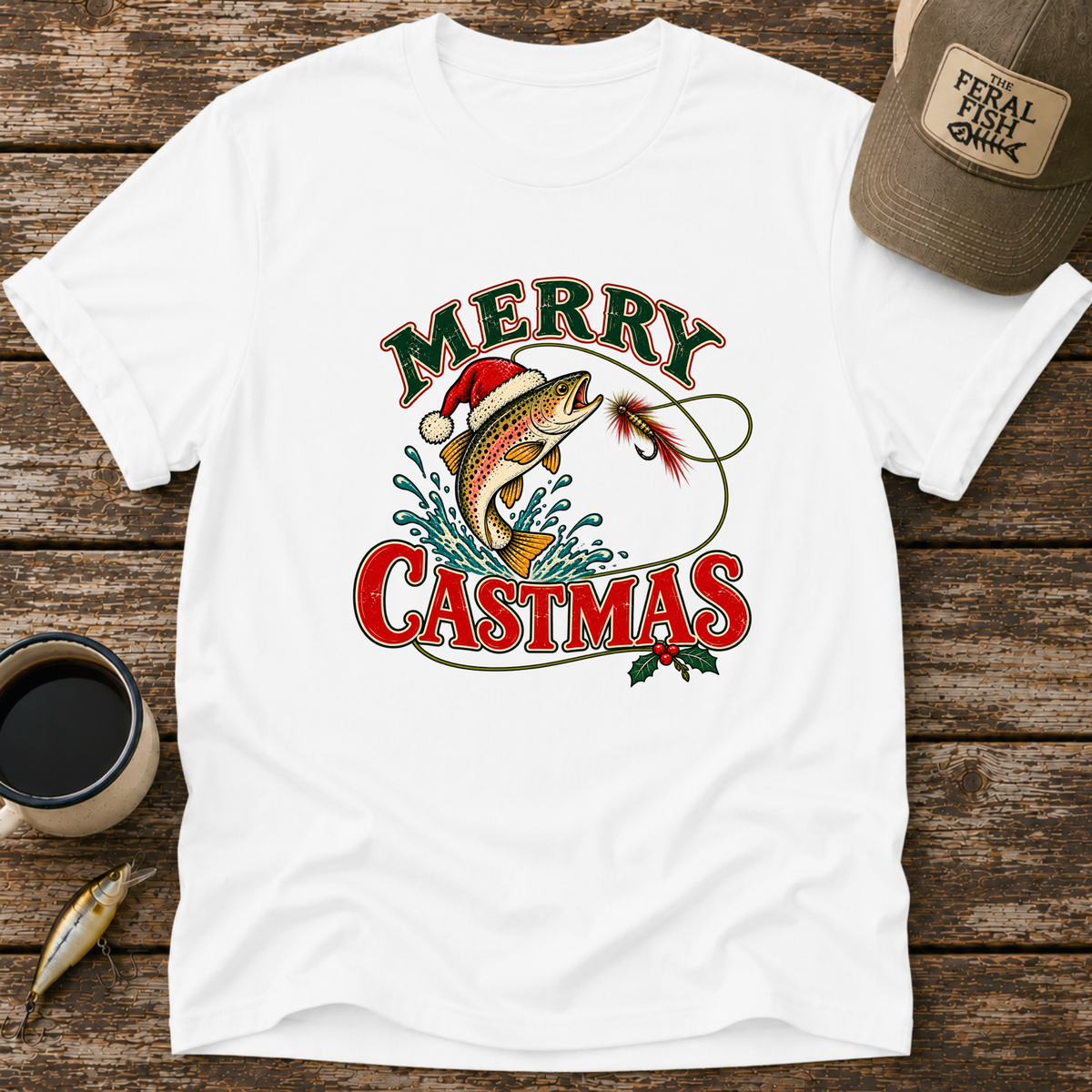 Merry Castmas Fly Fishing T-Shirt