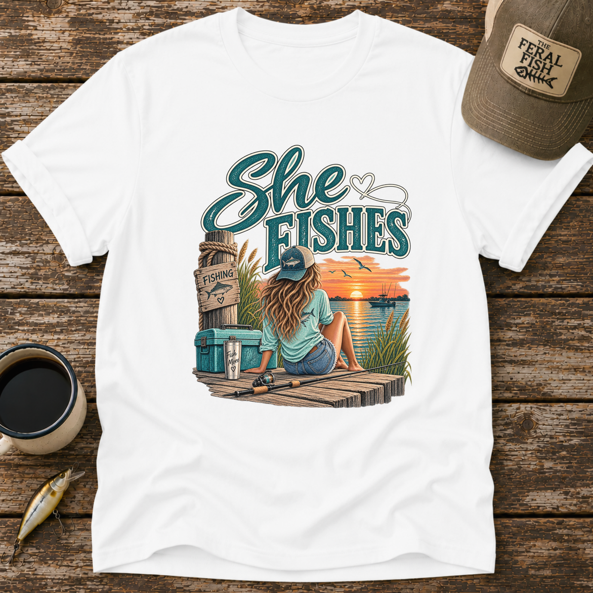 She Fishes T-Shirt
