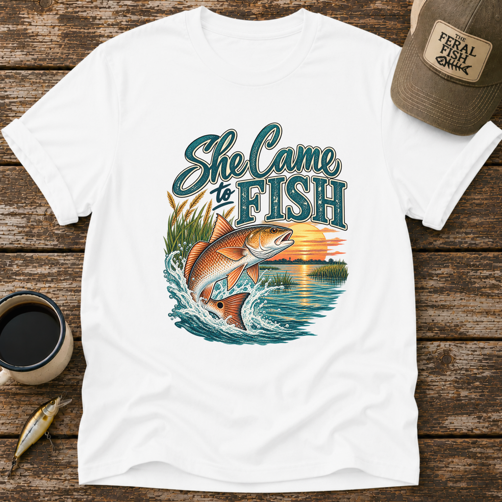 She Came To Fish Redfish T-Shirt