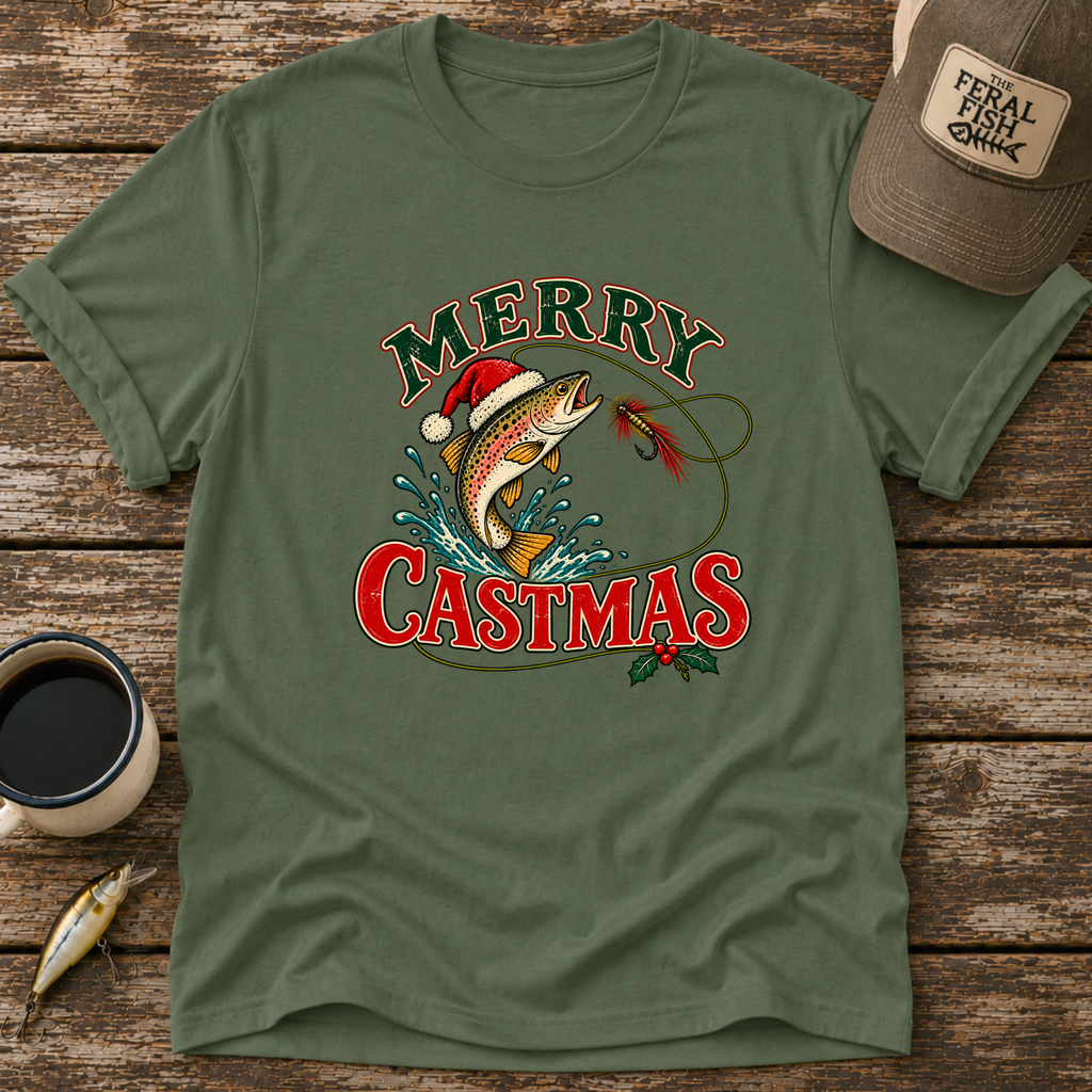 Merry Castmas Fly Fishing T-Shirt