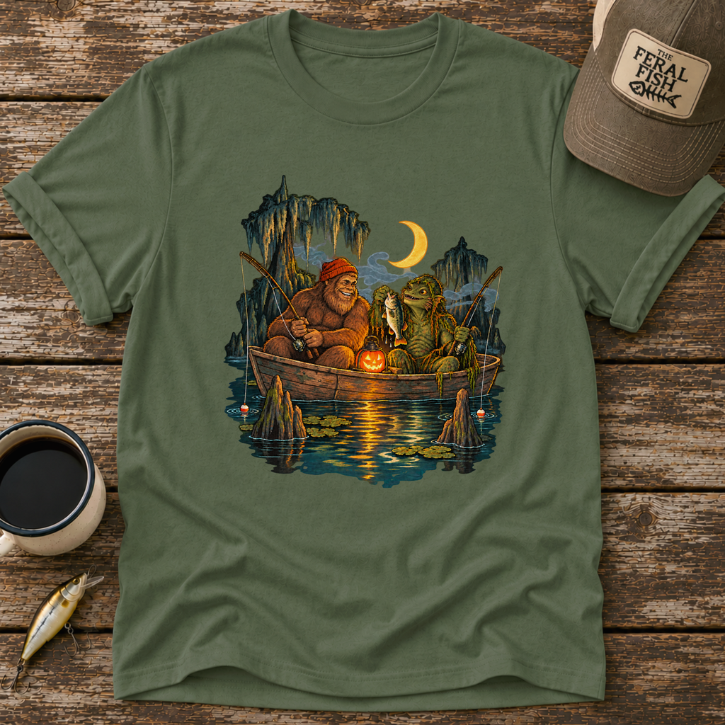 Bigfoot & Swamp Creature Fishing T-Shirt
