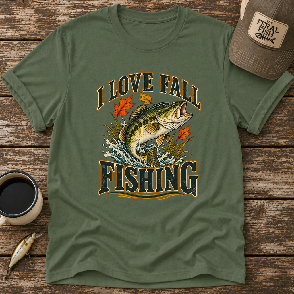 I Love Fall Fishing Bass T-Shirt