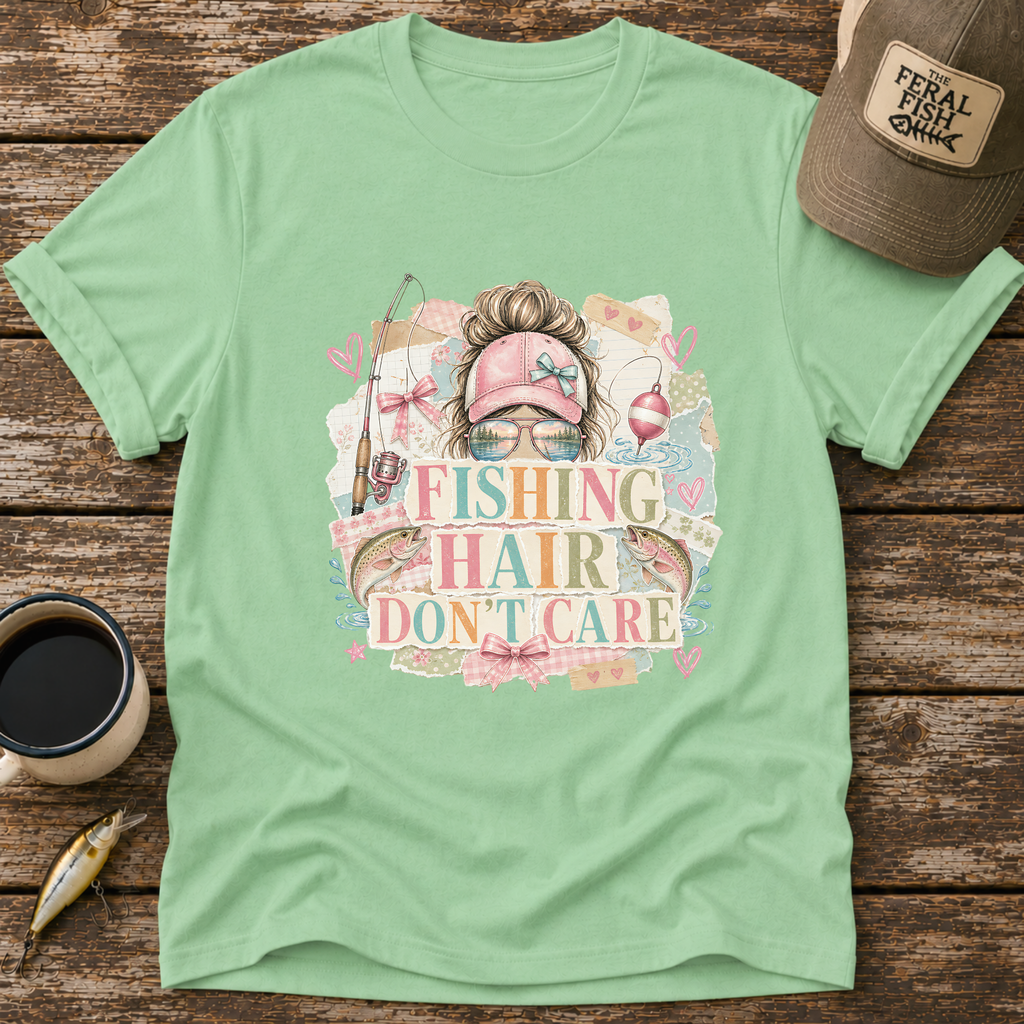Fishing Hair Don't Care Scrapbook T-Shirt