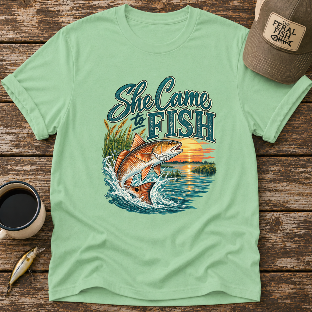 She Came To Fish Redfish T-Shirt
