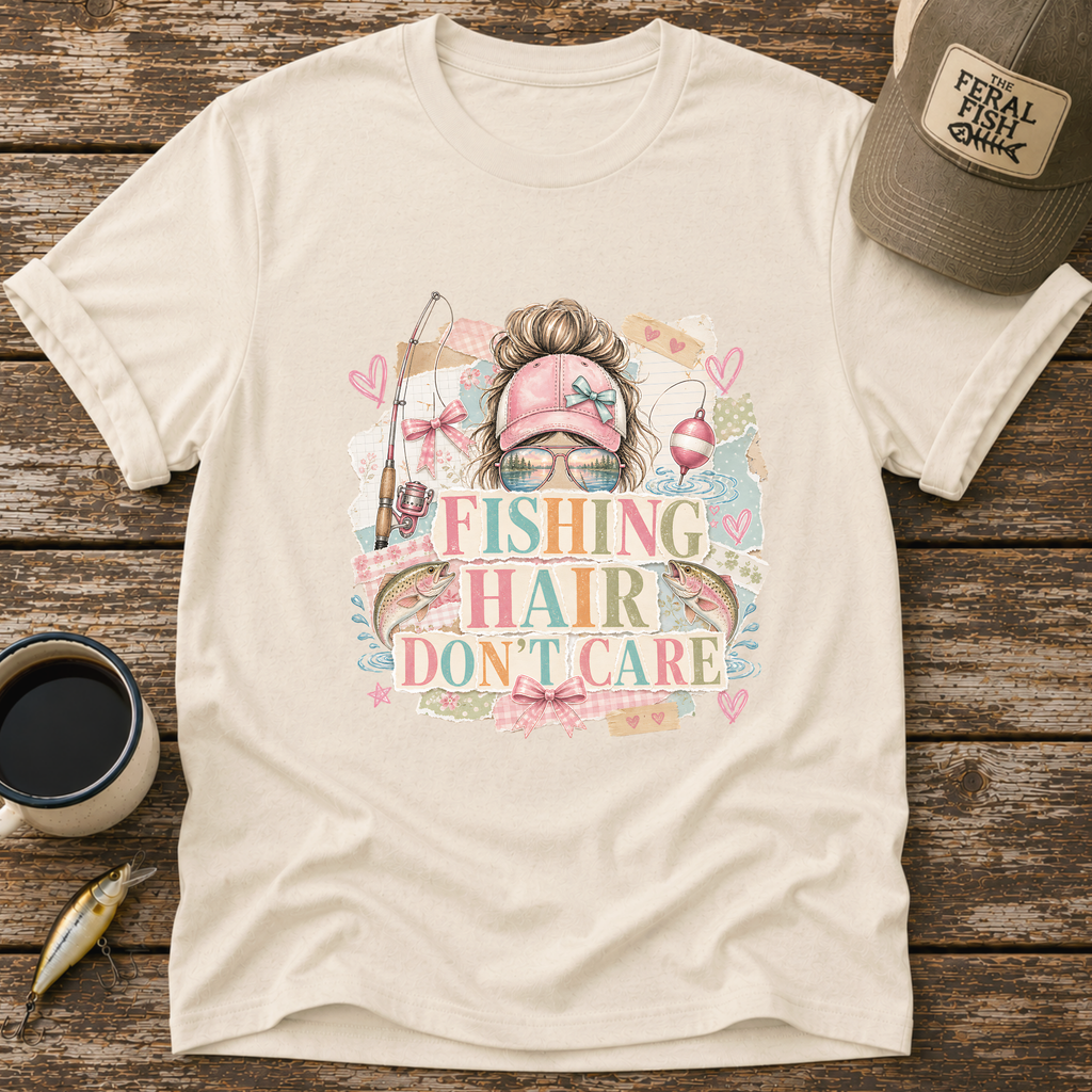 Fishing Hair Don't Care Scrapbook T-Shirt