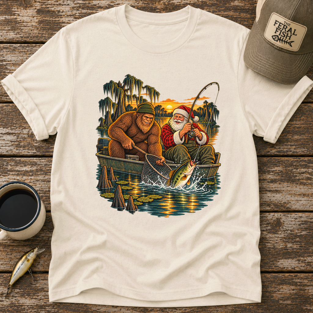 Bigfoot & Santa Fishing T-Shirt