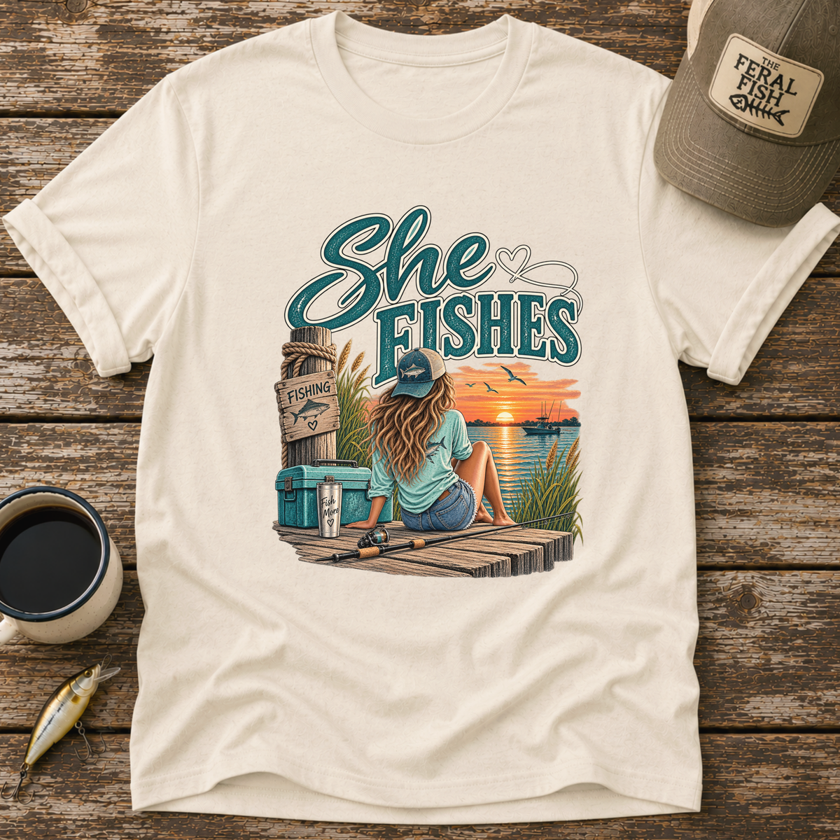 She Fishes T-Shirt
