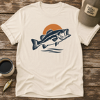 Retro Bass Sunset Fishing T-Shirt