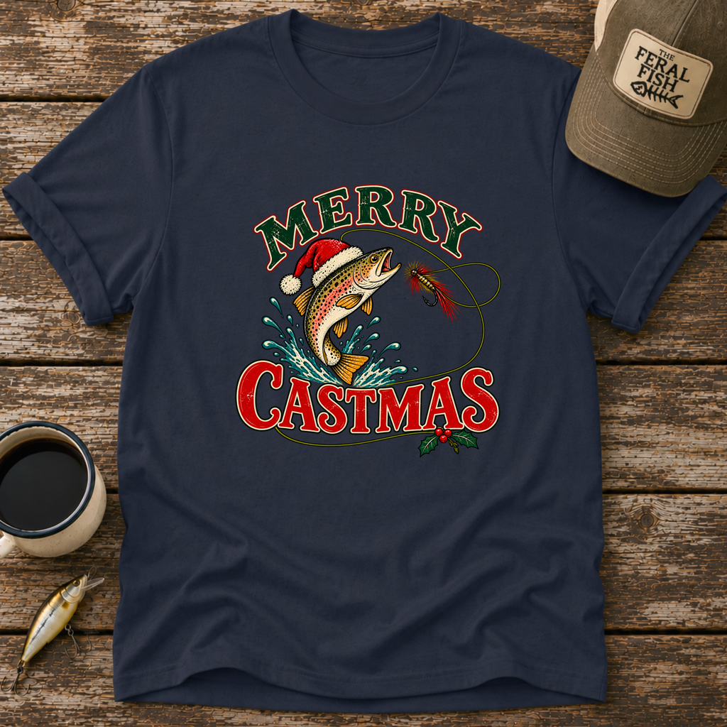 Merry Castmas Fly Fishing T-Shirt