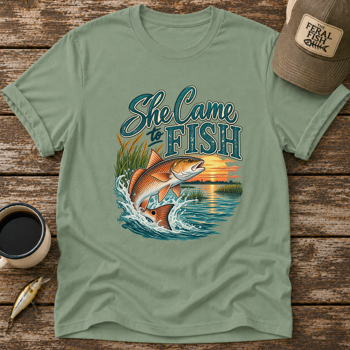 She Came To Fish Redfish T-Shirt