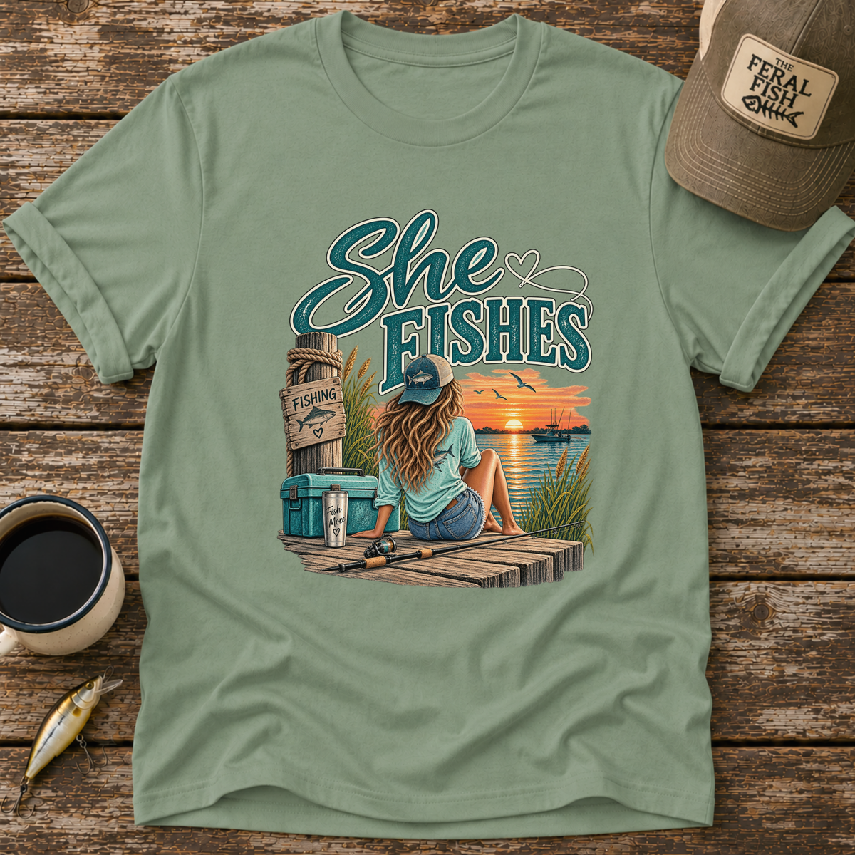 She Fishes T-Shirt