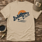 Retro Bass Sunset Fishing T-Shirt