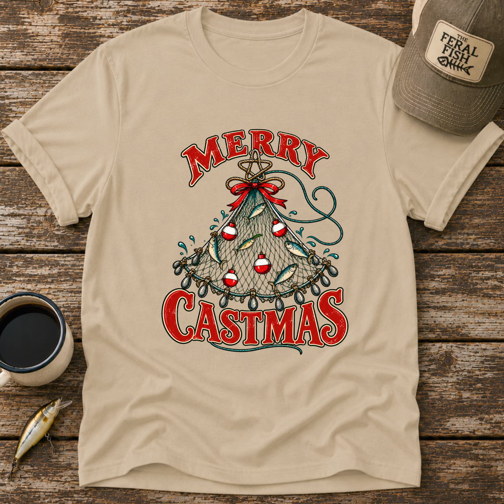 Merry Castmas Fishing Net T-Shirt