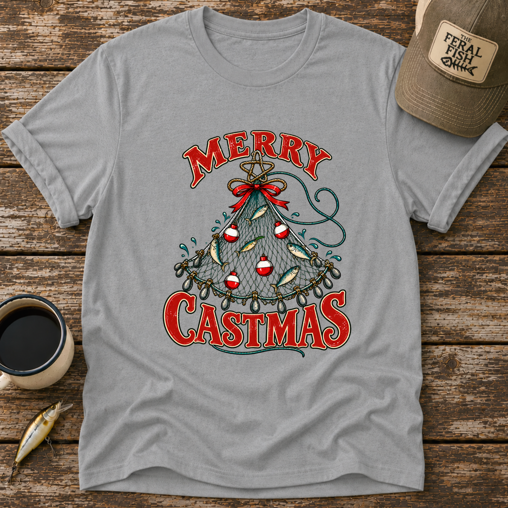 Merry Castmas Fishing Net T-Shirt