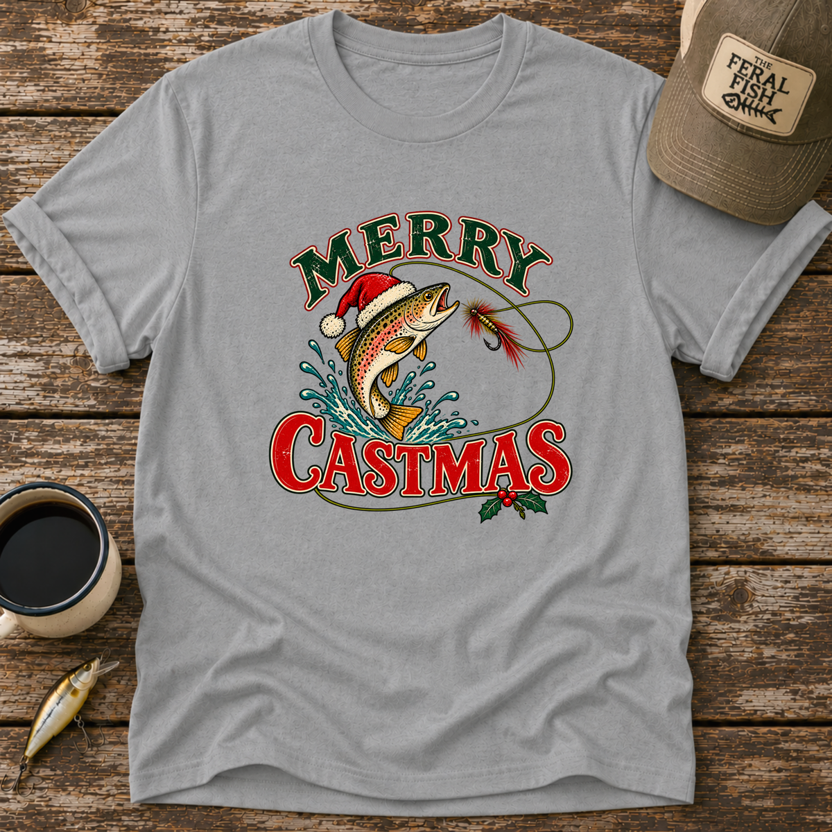 Merry Castmas Fly Fishing T-Shirt