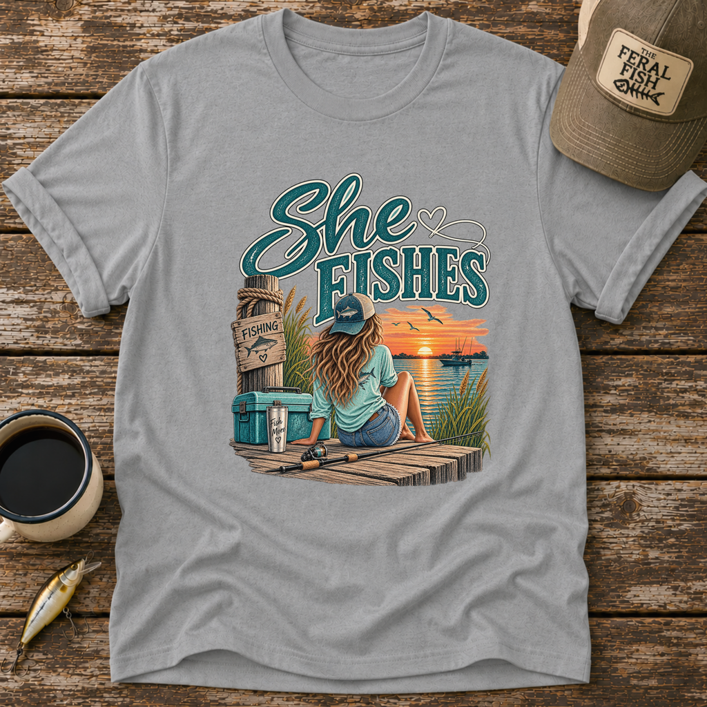 She Fishes T-Shirt