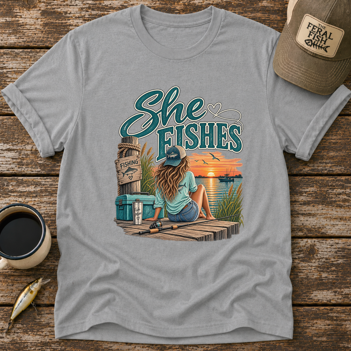 She Fishes T-Shirt
