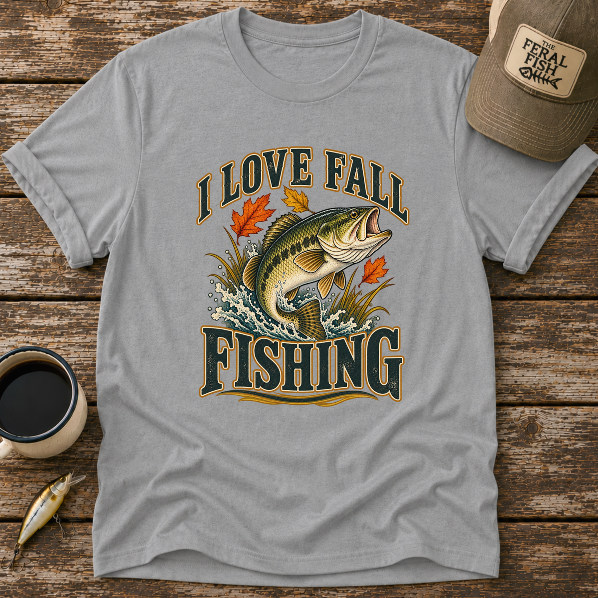 I Love Fall Fishing Bass T-Shirt