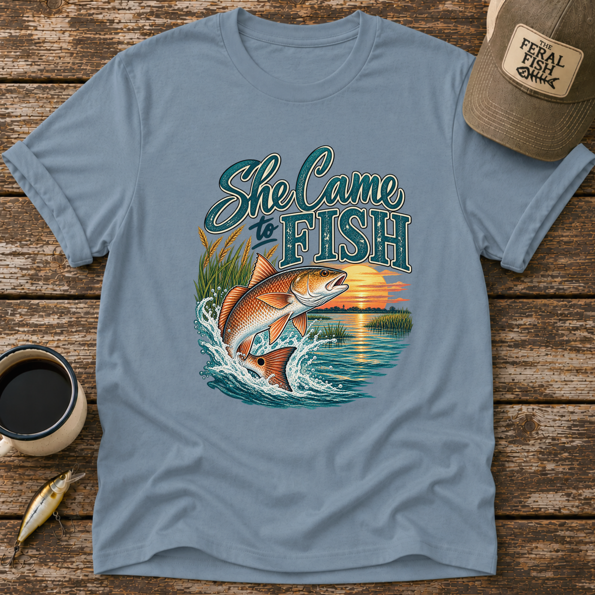 She Came To Fish Redfish T-Shirt