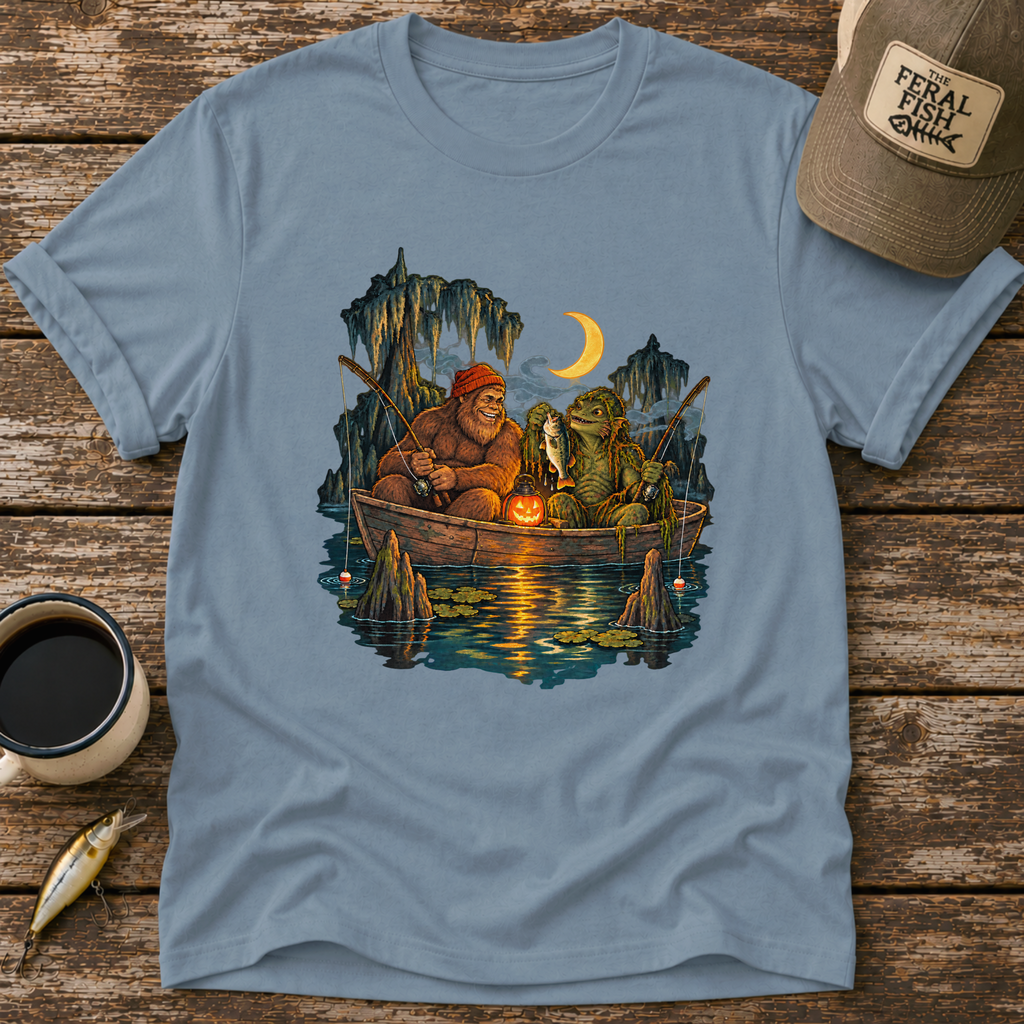 Bigfoot & Swamp Creature Fishing T-Shirt