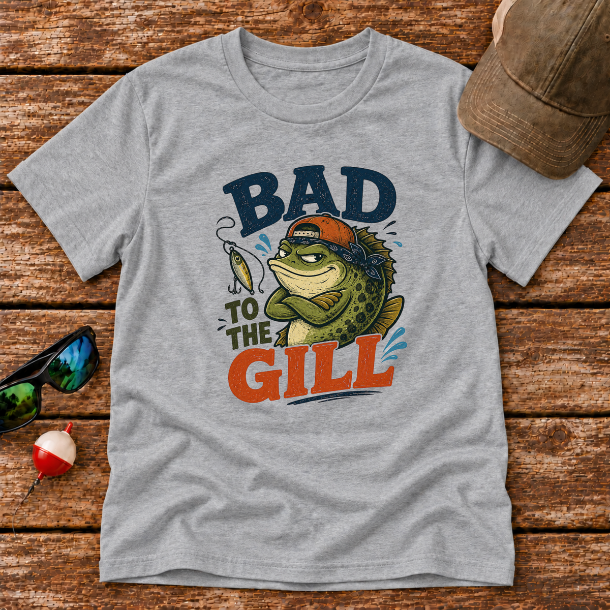Bad To The Gill youth fishing t-shirt in Heather