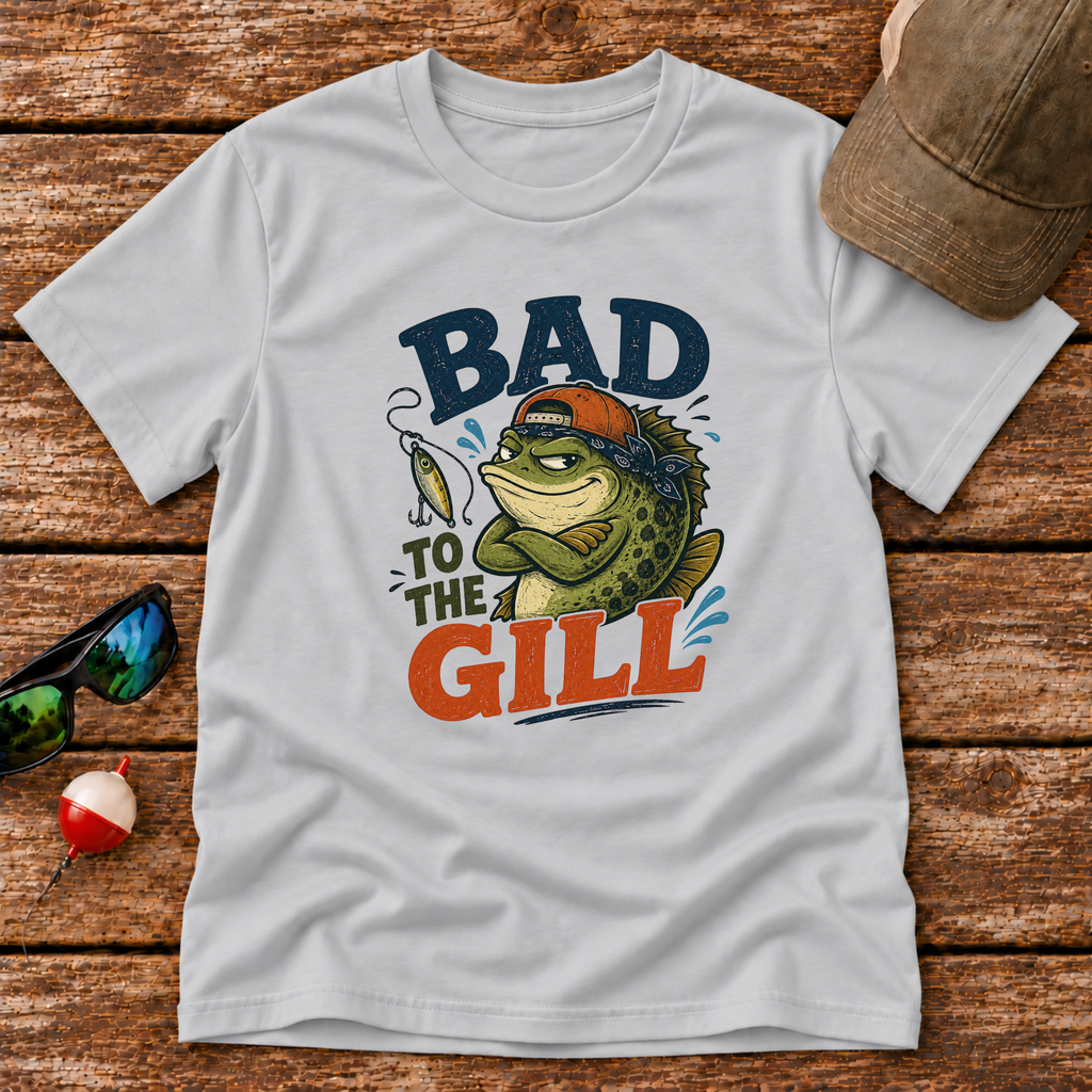 Bad To The Gill youth fishing t-shirt in Silver