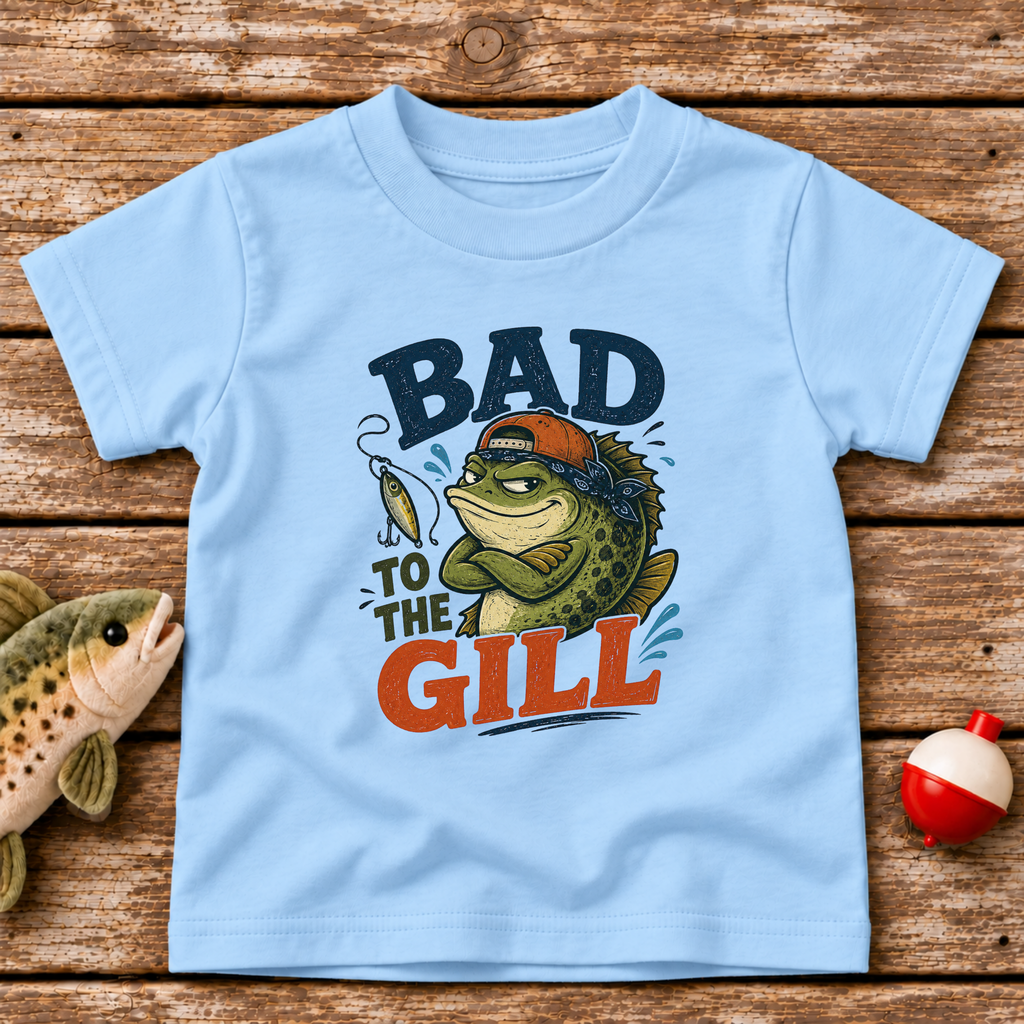 Bad To The Gill toddler fishing t-shirt in Light Blue