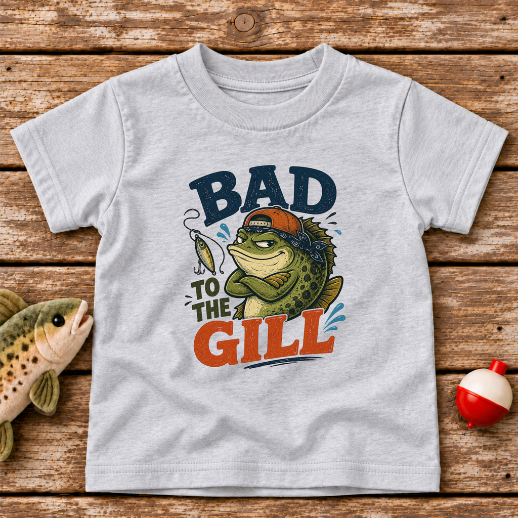 Bad To The Gill toddler fishing t-shirt in Heather