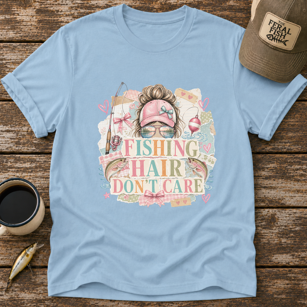 Fishing Hair Don't Care Scrapbook T-Shirt