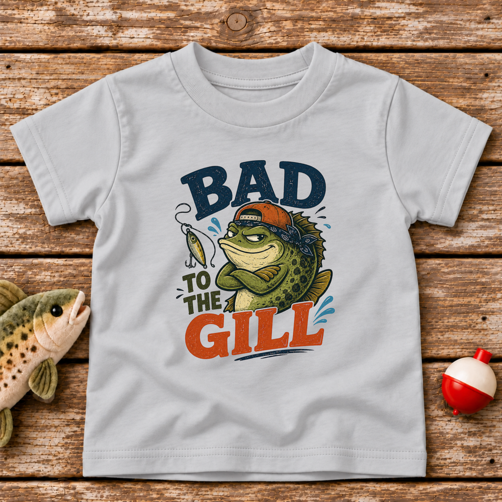 Bad To The Gill toddler fishing t-shirt in Silver