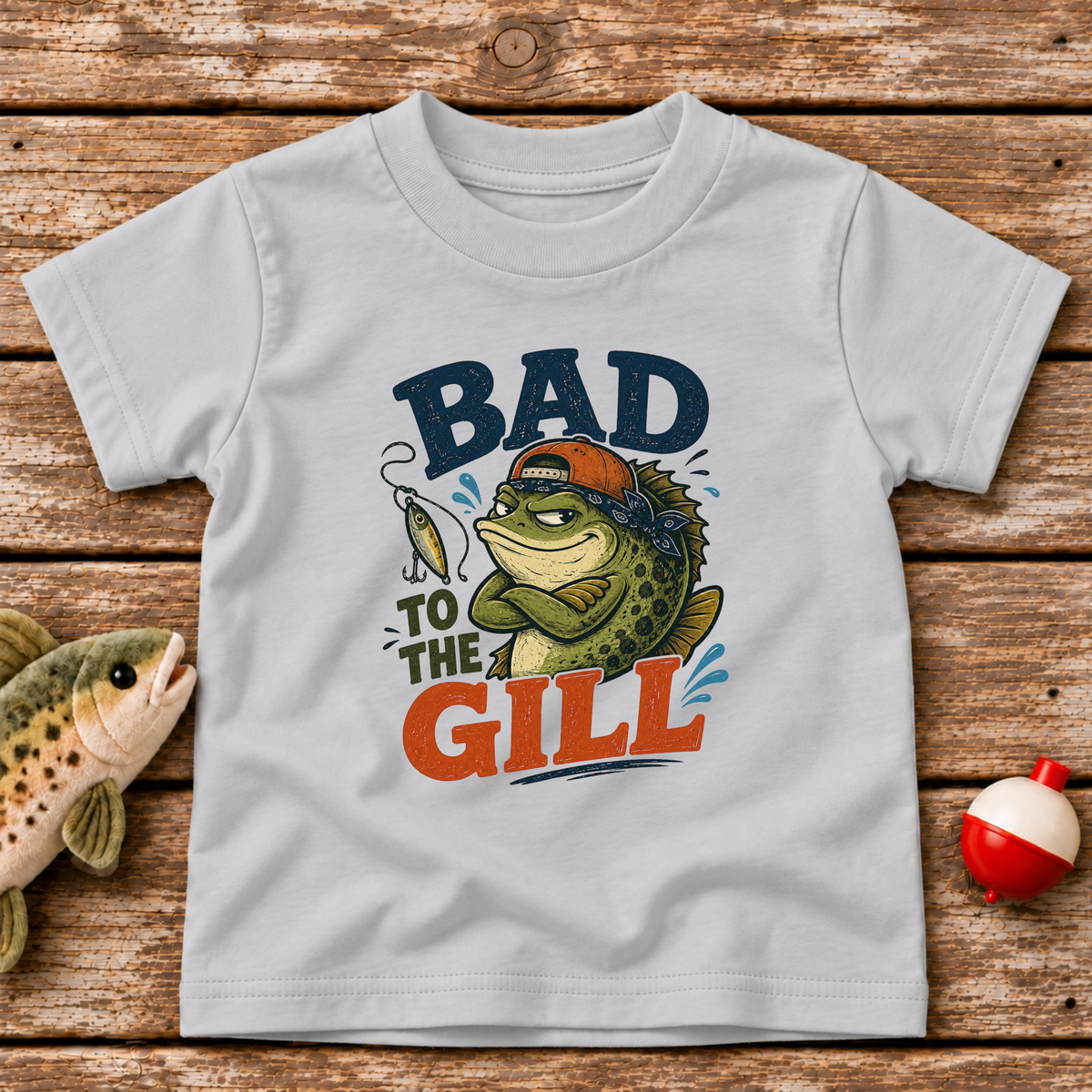 Bad To The Gill toddler fishing t-shirt in Silver