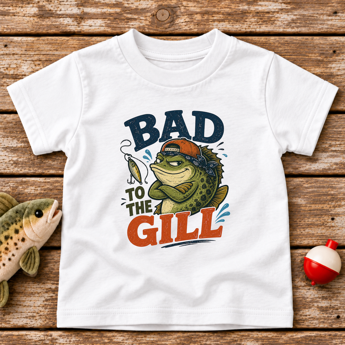 Bad To The Gill toddler fishing t-shirt in White